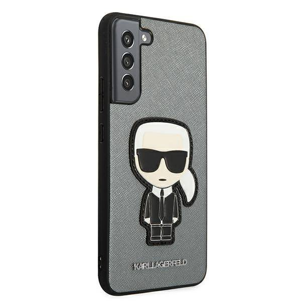 Case KARL LAGERFELD Samsung Galaxy S22 Plus Saffiano Ikonik Karl`s Patch Silver Hardcase